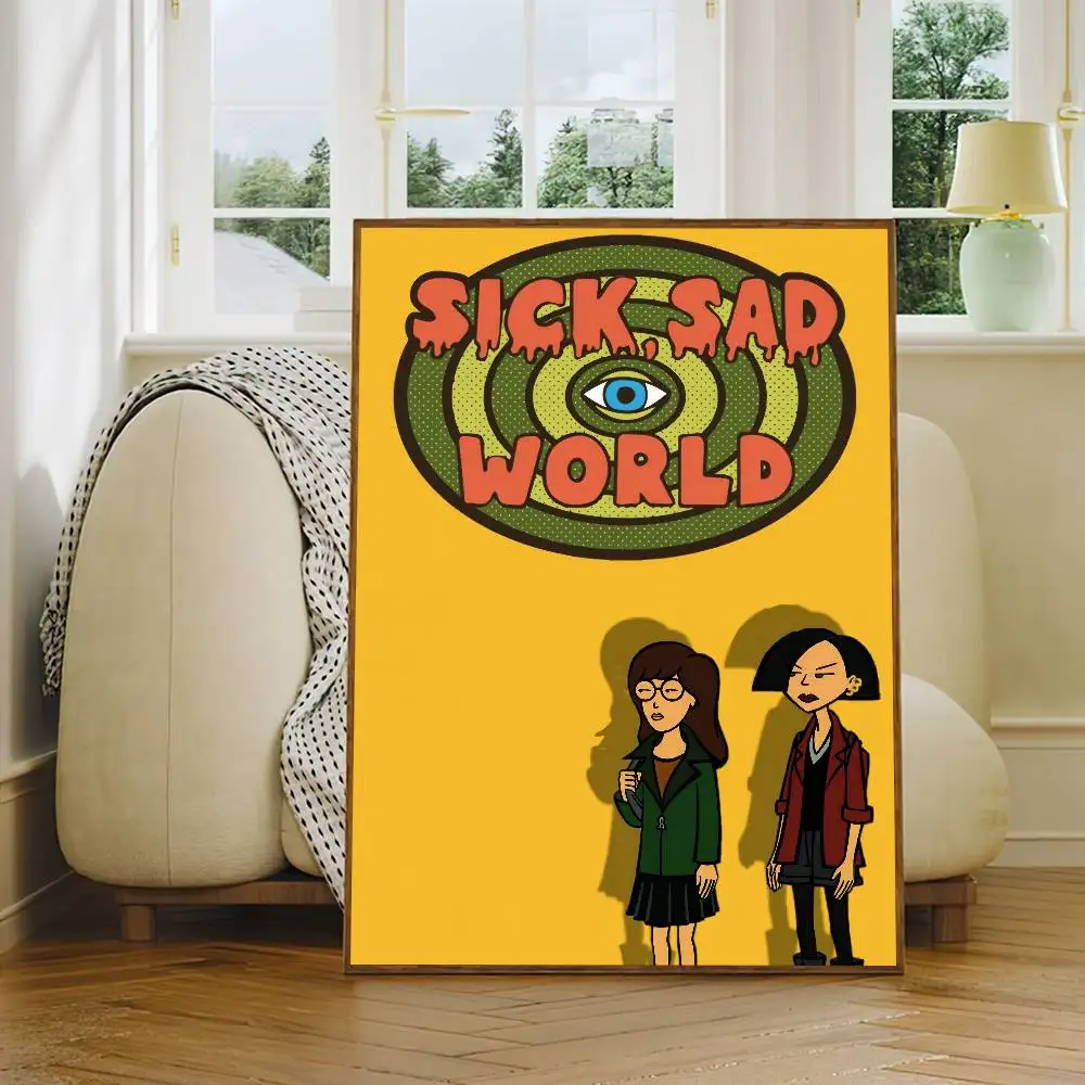 TVShow مضحك D-Daria المشارك لوحة ذاتية اللصق غرفة المعيشة مكتب الديكور غرفة نوم المنزل الجدار ملصق يطبع #4