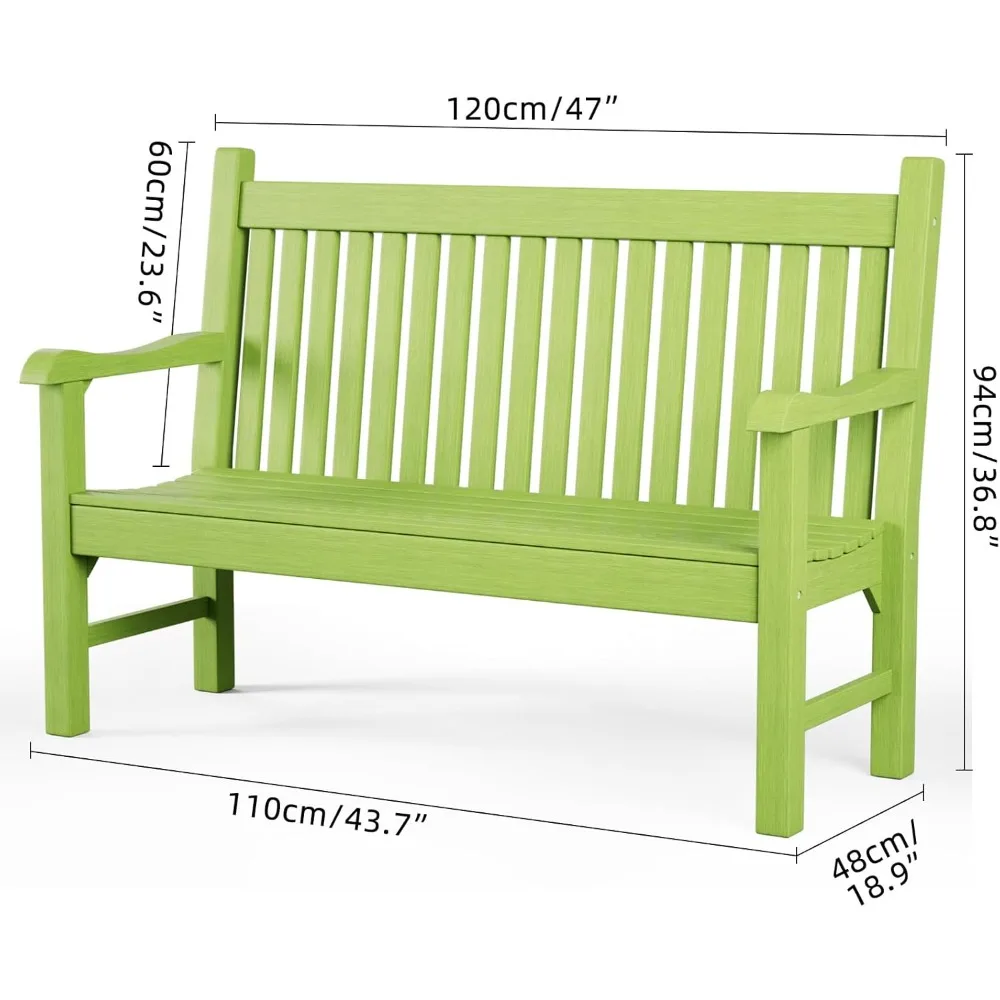 مقعد خارجي، مقعد حديقة HDPS لشخصين مع سعة وزن 660 رطلًا، مقاعد خارجية مقاومة للعوامل الجوية، مقاومة للبهتان/الجذور في جميع الأحوال الجوية