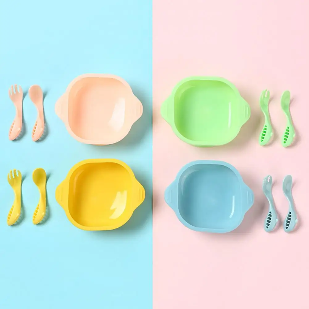 Cutlery Set for Babies Easy-grip Dolphin Handle Cutlery Set Bpa-free Baby Plates with Strong Suction Anti-slip for Self-feeding