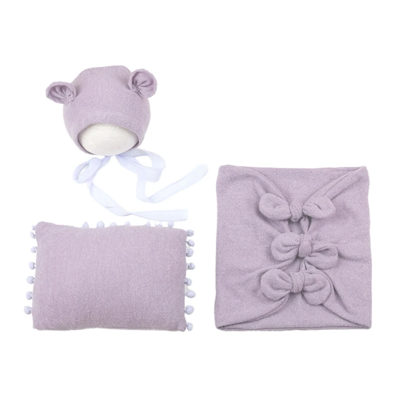 Bonnet d'emmaillotage pour bébé, 3 pièces, pour coussin tête, cadeaux pour nourrissons, vêtements prise vue