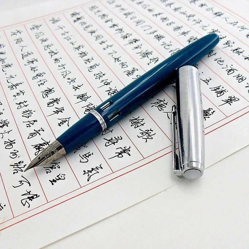 Wingsung 601A أقلام حبر نافورة فراغ ملء الحبر نافذة برميل تصميم السلس الكتابة القرطاسية أزرق رمادي بني أحمر