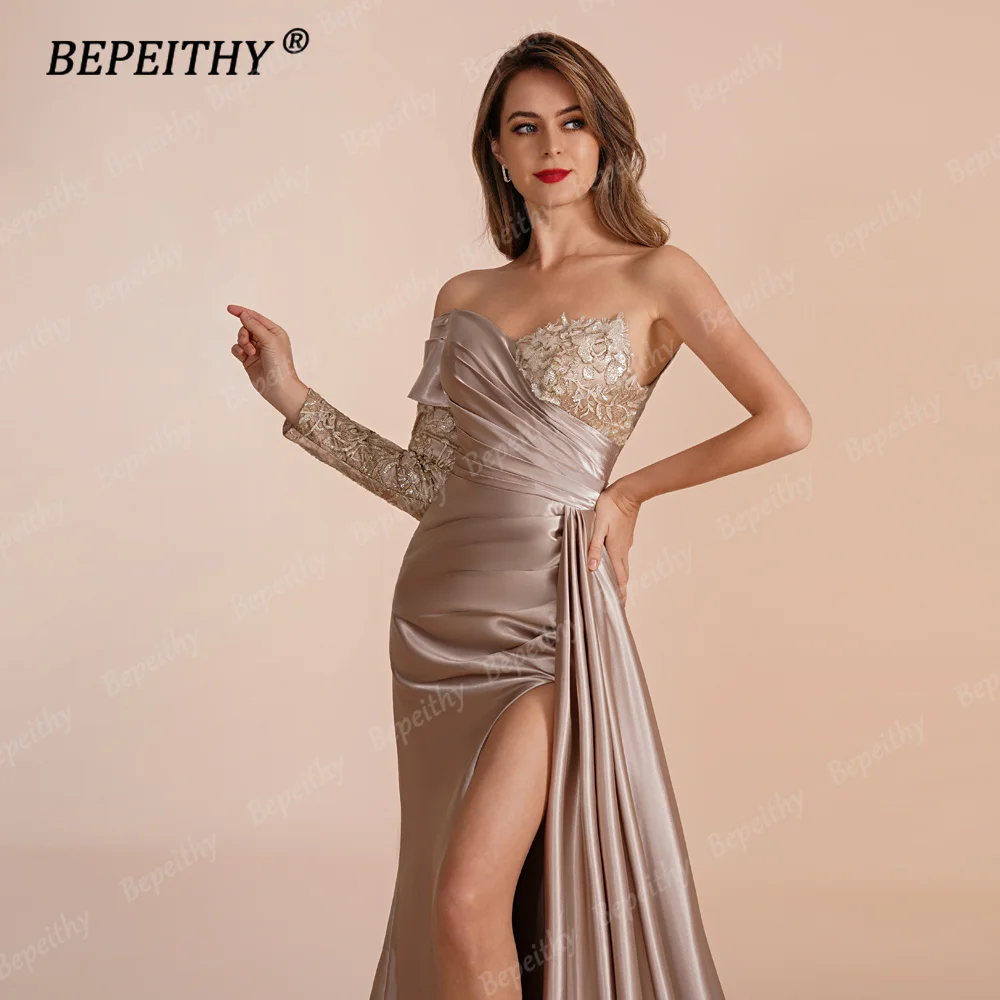 BEPEITHY Customized One Shoulder Mermaid Evening Dress Party Full Sleeve Floor Length Sweetheart Special Occasion Prom Gown 2023