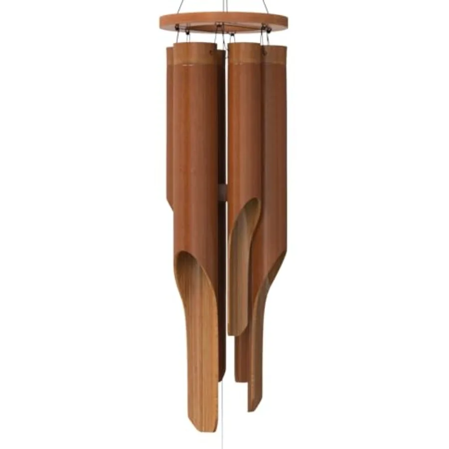 

Classic Bamboo Wind Chimes Outside Outdoor Wood Wooden Windchimes Medium Handcrafted with Calming Deep Tones Ideal Home Dr or G
