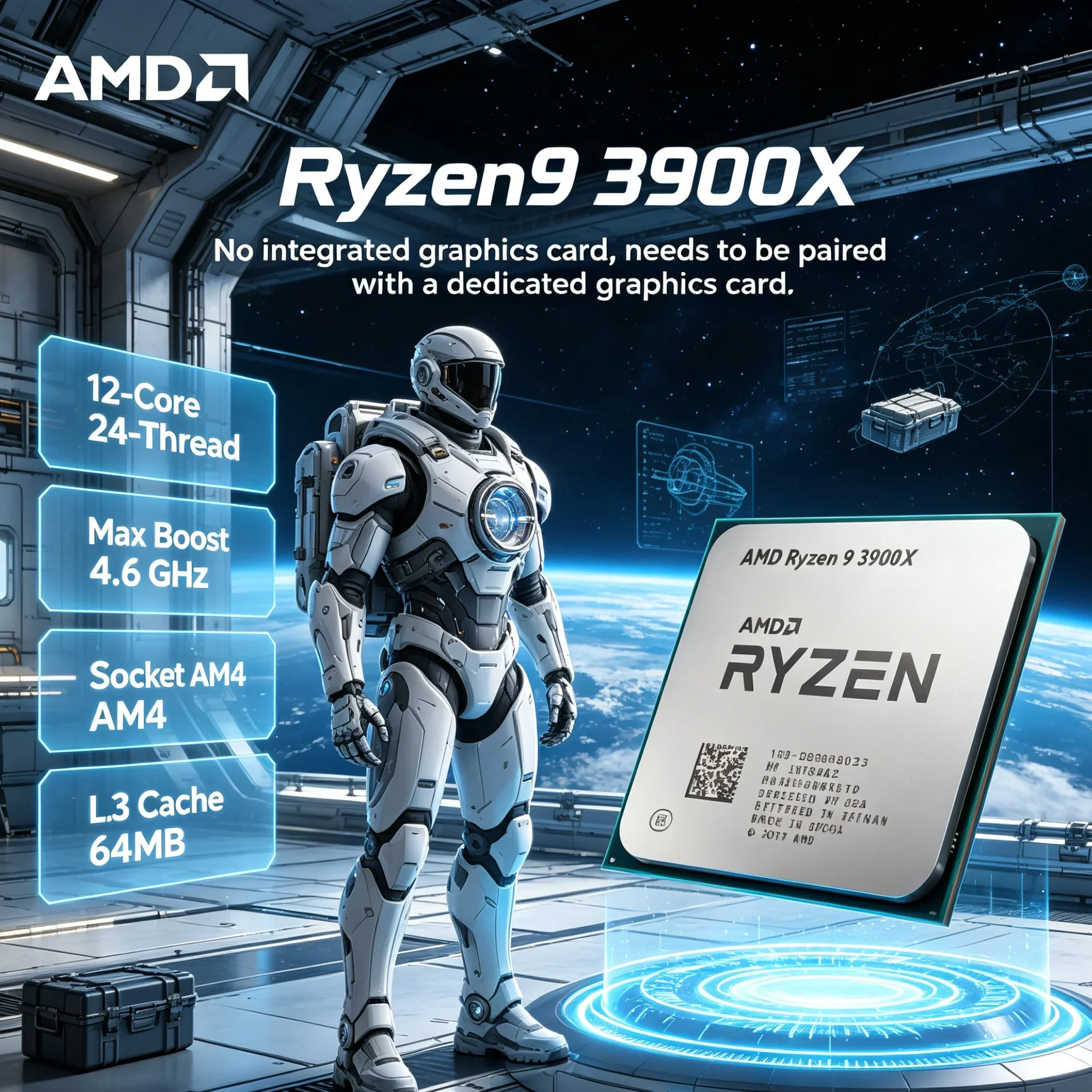 AMD CPU Ryzen 9 3900X 12-Core 24-Thread CPU for Old PC Rebuild 3.8GHz 64MB Cache AM4 DDR4 Desktop Processor Gaming Workstation