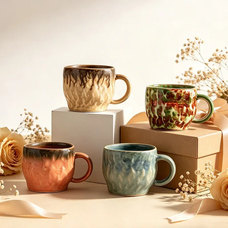Ceramic Kiln Transformed Coffee Cup High Aesthetic Retro Mug Restaurant Homestay Afternoon Tea Cup Office Couple Water Cup