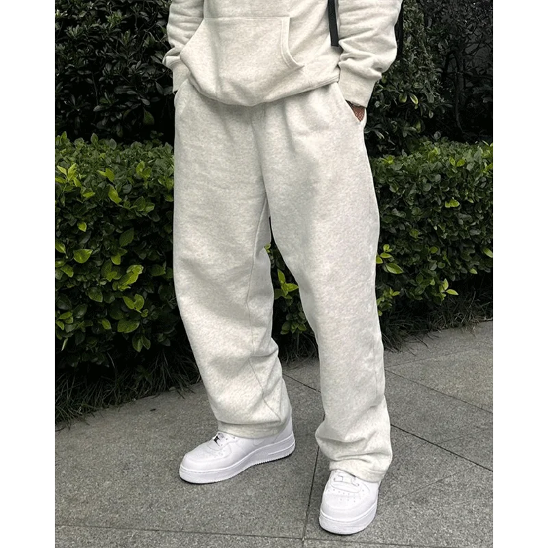 Men Sweatpants Korean Fashion Sportswear Drawstring Wide Leg Straight Track Pants 2024 Autumn Cotton Casual Loose Trousers