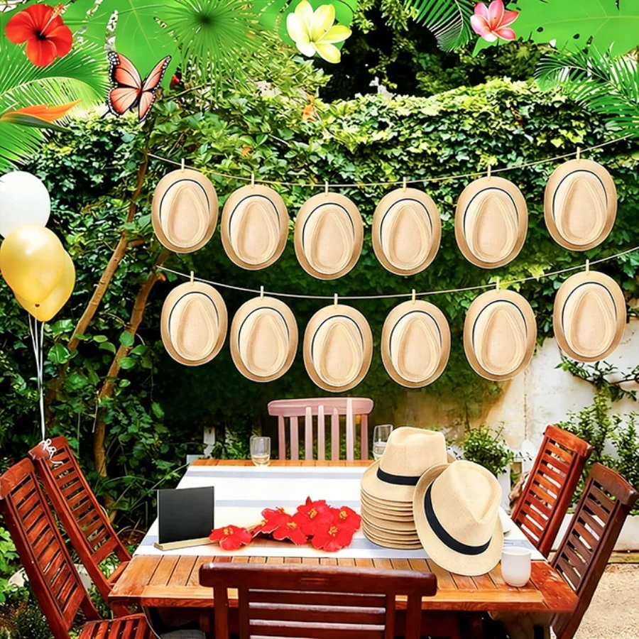 6/12 Sets Cuban Hat Sombreros Luau Party Decor Havana Nights Short Brim Hat for Birthday view 5
