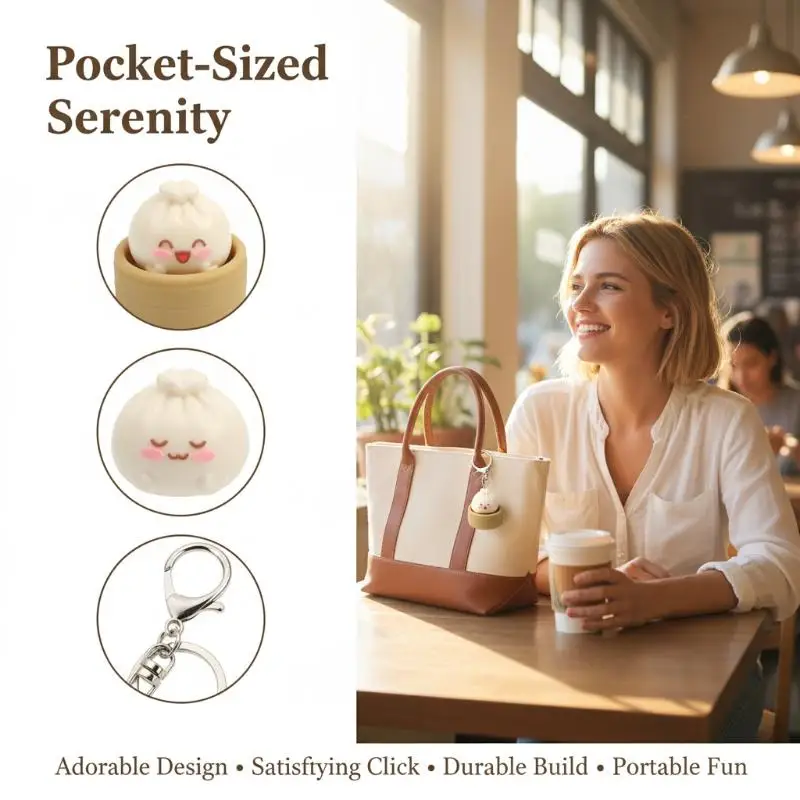 

Mini Steamed Bun Stress Relief Soft And Slow Rebound Kneading Kneading Decompression Bun Clicker Keychain Decompression Keyring