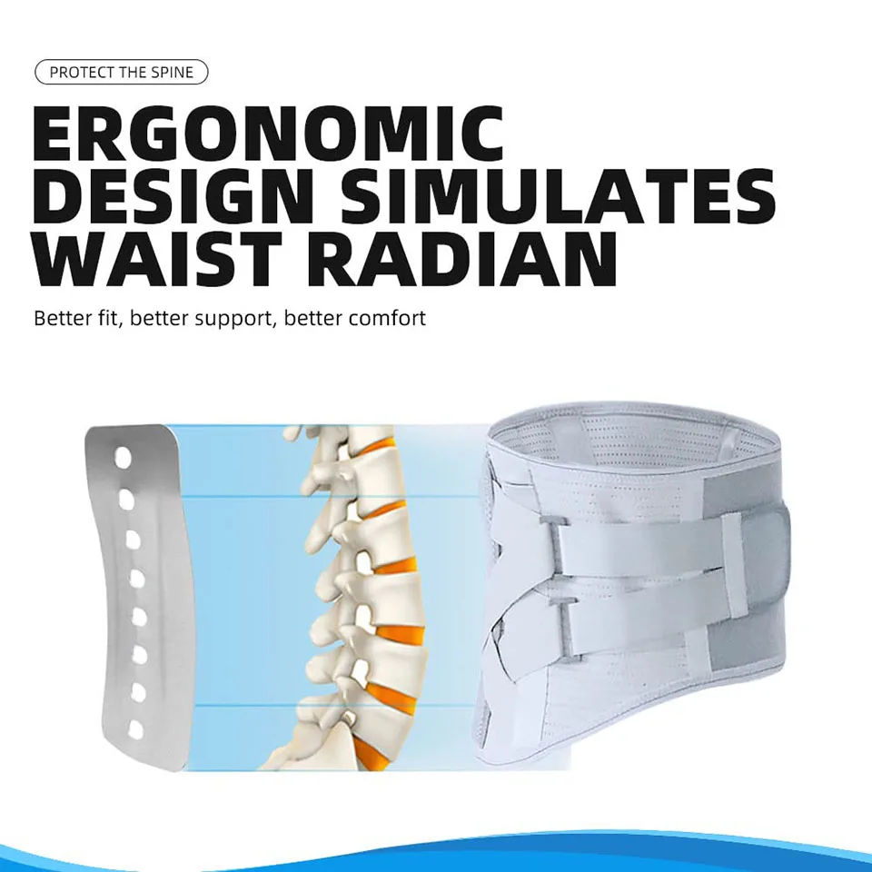 

Sports Waist Protection Warmth Breathable Lumbar Fixation Belt Lumbar Belt Imitation Vertebra Wider Steel Plate Support Unisex