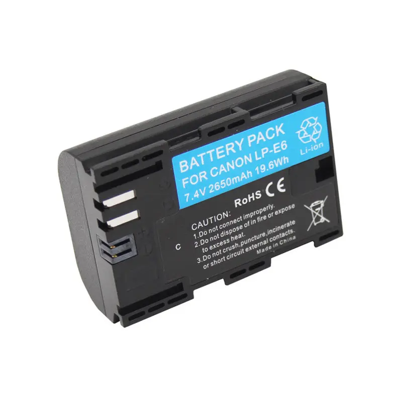100% New LP-E6 2650mAh Camera Battery For CANON EOS 60D 70D 80D 90D 6D2 5D2 5D3 DSLR