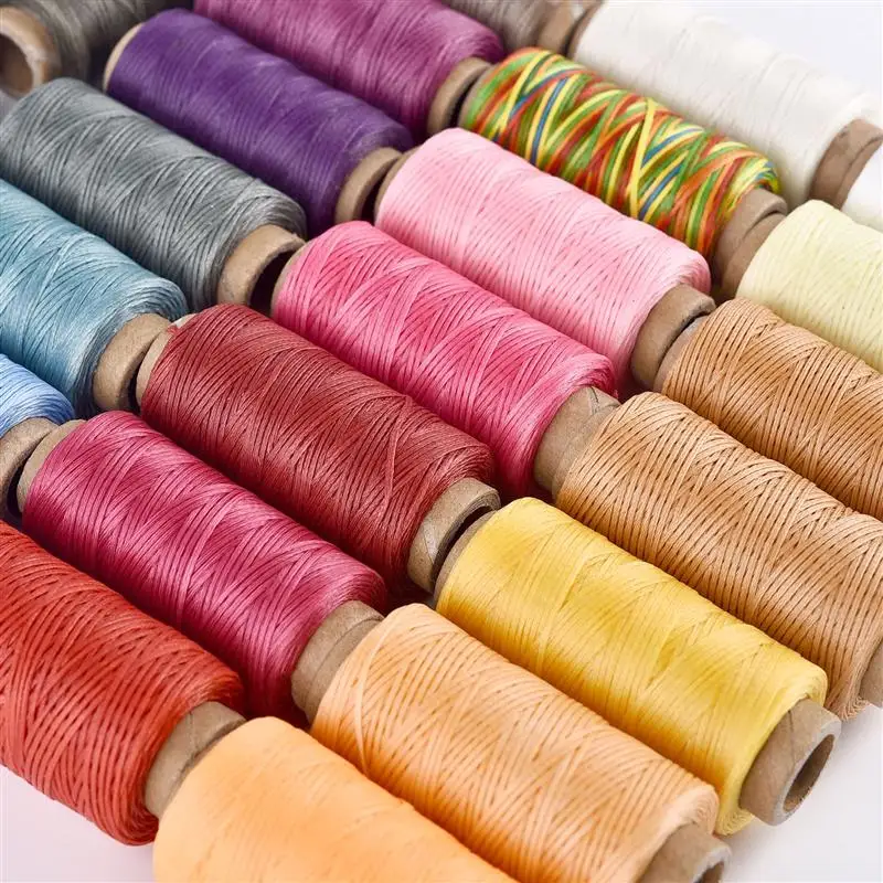 0.8mm 50M Flat Waxed Thread Color Leather Waxed Cord DIY Handmade Polyester Thread Bracelet Woven High-Strength Sewing Tools