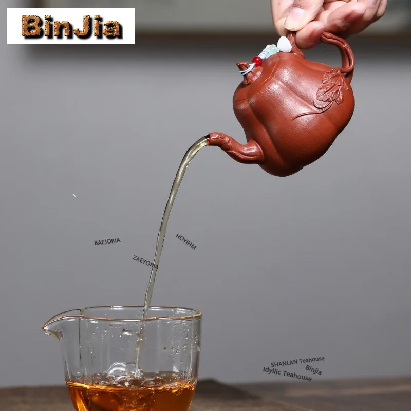 170ml Retro Yixing Purple Clay Teapots Handmade Autumn Melon Pumpkin Pot Raw Ore Zhu Mud Kettle Zisha Tea Set Ornaments Gifts