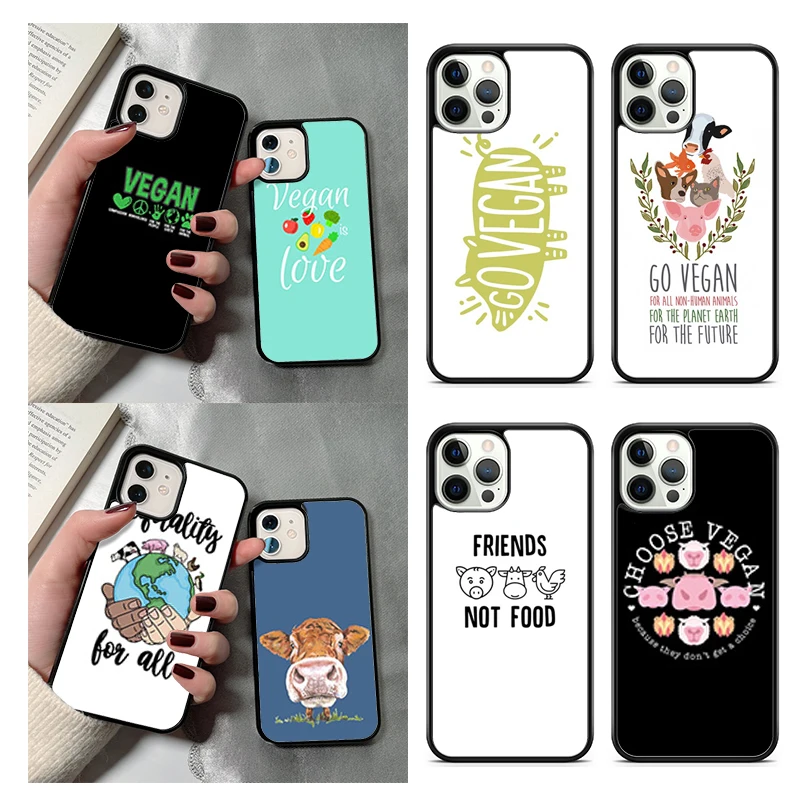 Vegan Vegetarian Quote Phone Case For iPhone 14 15 16 13 12 Mini Max Cover For Apple 11 Pro Max 8 7 Plus SE2020 Coque