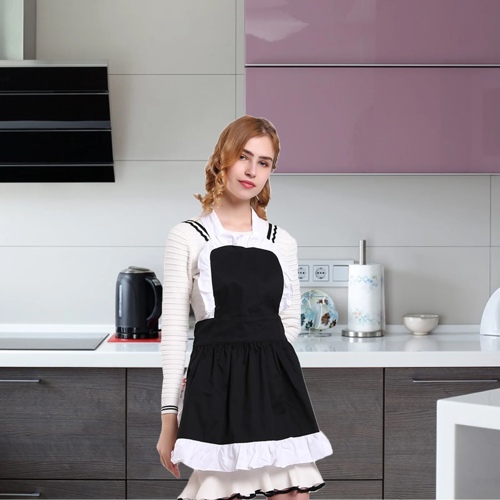 

Full Cotton Apron Kitchen Tool Waterproof Women Waitress Child Cooking Protector Reusable Longlasting Breathing Comfortable Easy
