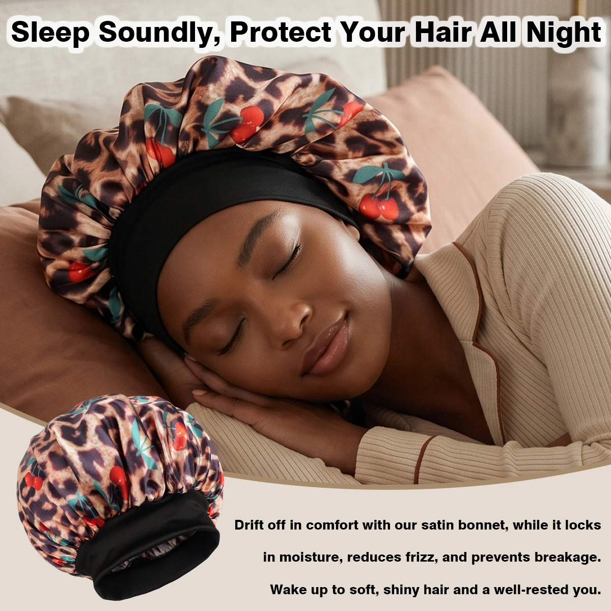 Satin Sleep Cap for Women Soft Comfortable Hair Protection Cover Lightweight Nighttime Headwear Fashionable Hair Care Sleep Hat