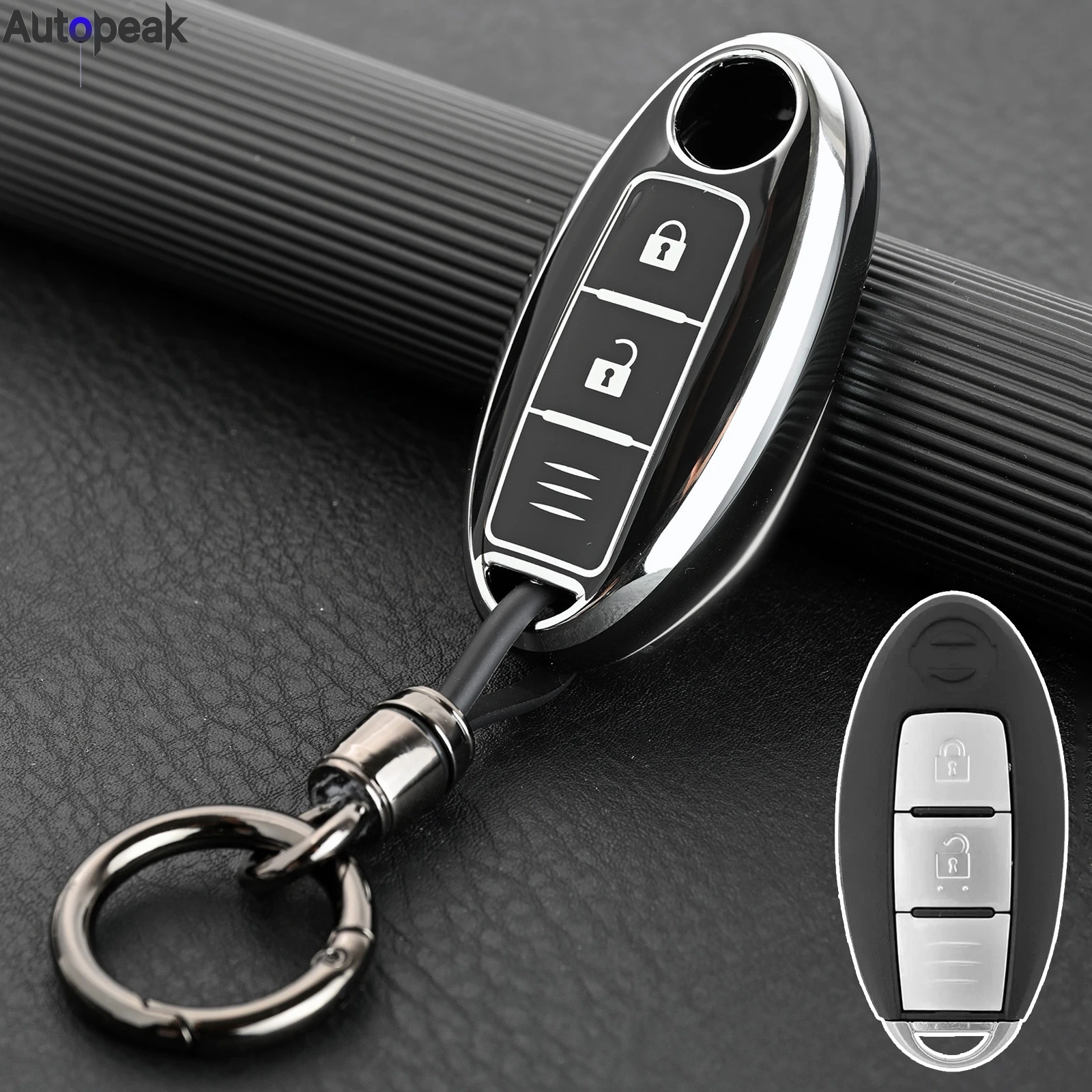 

TPU Car Remote Key Case Cover Shell Fob For Nissan Qashqai Pulsar Juke X-Trail Kicks Leaf Tiida NV200 Cube Note Key Ring Chain
