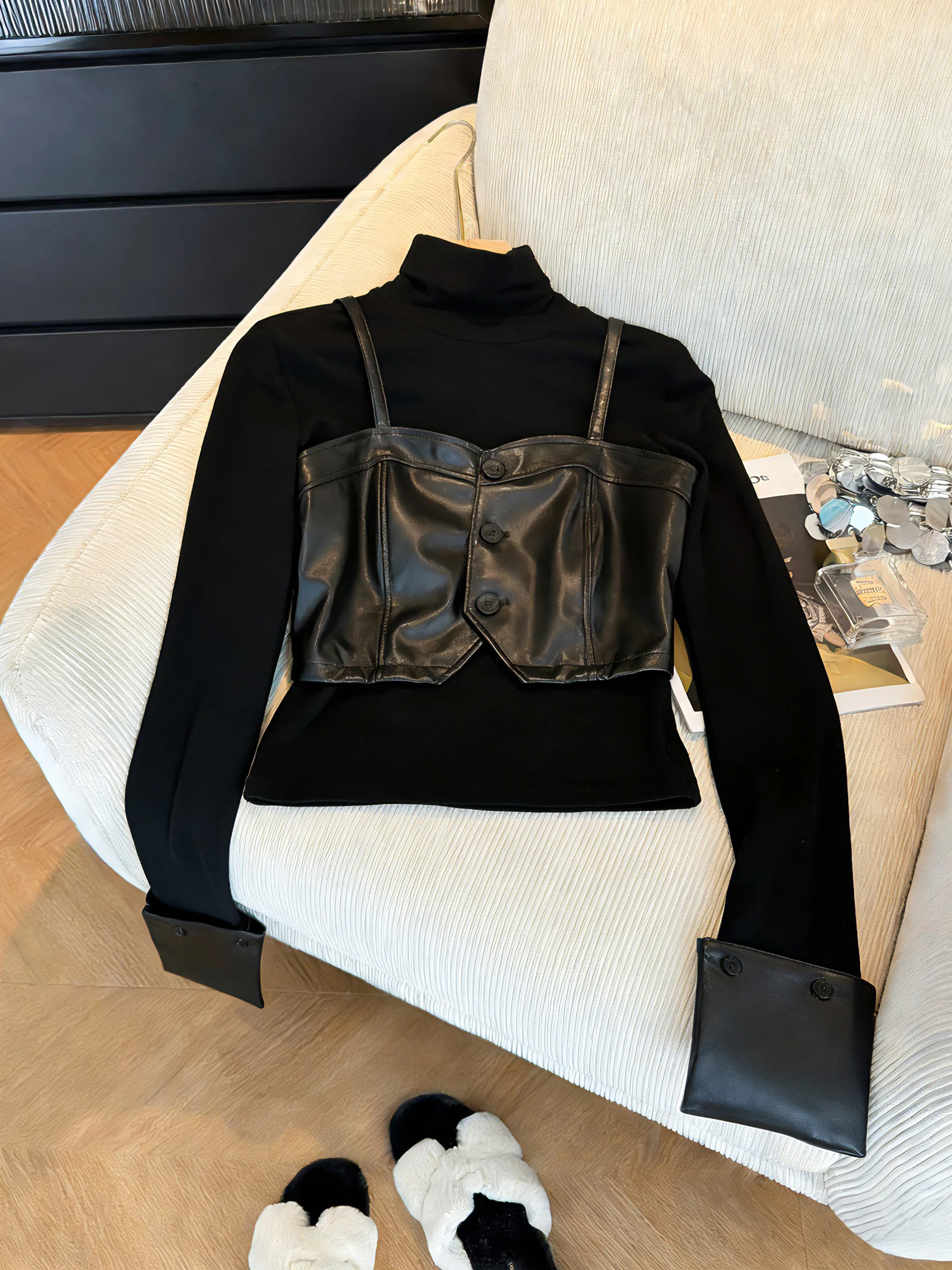 

Простая универсальная футболка с длинным рукавом, весенне-осенний дизайн, модный базовый топ с высоким воротником, повседневный стиль