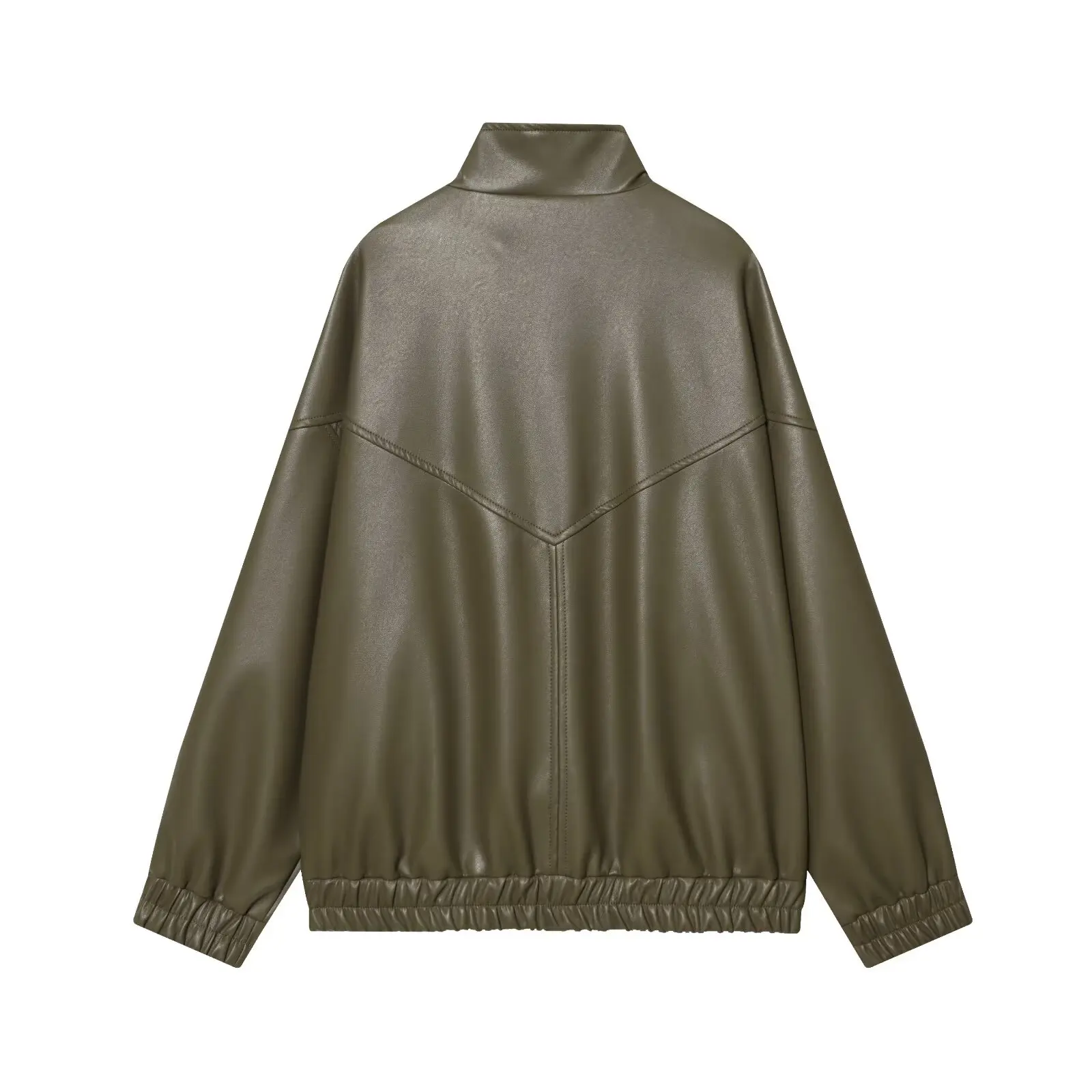 Faionable Stand Kraag Pilot Jaet Jas Dames Herfst Nieuwe Sle JNLEAOG 30027 PU Leer Lange Sve Ritssluiting