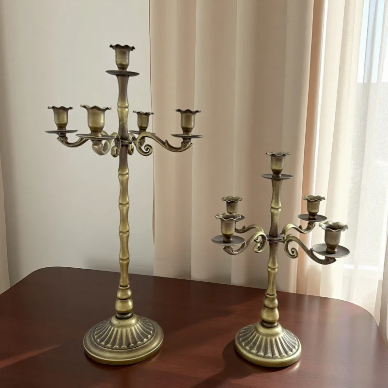 New Trends American Retro Bronze Bamboo Shaped Five Head Iron Candle Holder Metal Floor Candle Sticks for Weddings Events Party