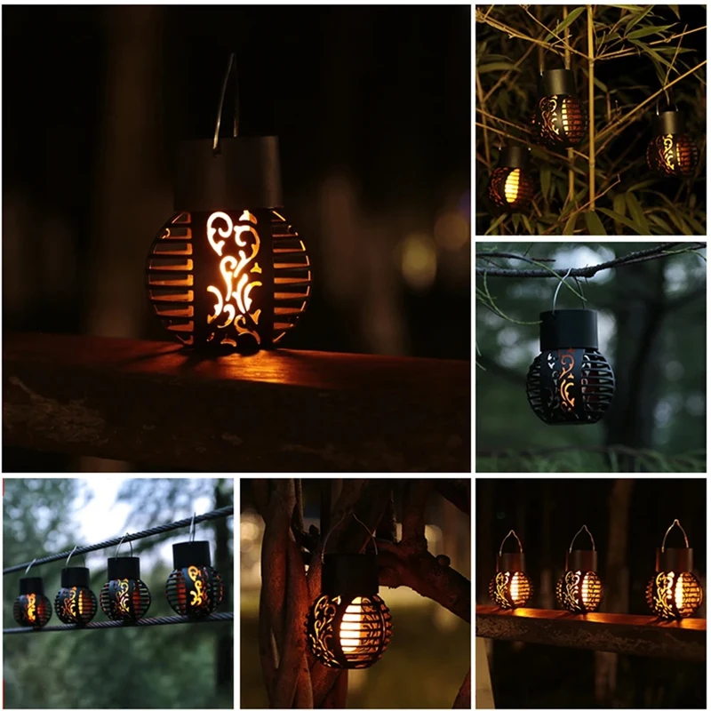 Outdoor Solar Lights Retro Lantern Lantern Lights Hanging Flame Lamp Landscape Lighting Floor Lights Garden Decor