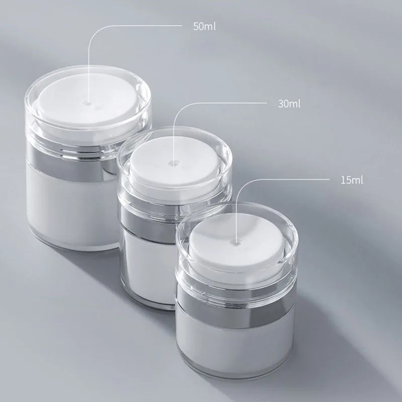 15/30/50ml Air Pump Moisturizer Jar Container Empty Cream Subpackage Vacuum Bottle for Skincare Face Makeup Lotion Creams