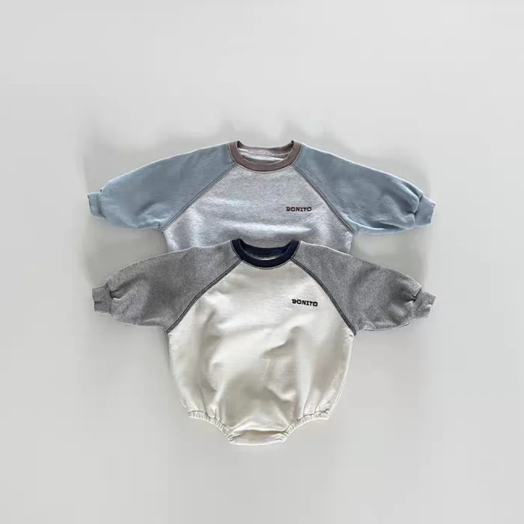 

2025 Autumn New Baby Long Sleeve Bodysuit Letter Print Infant Boy Girl Patchwork Casual Jumpsuit Cotton Newborn Clothes 0-24M