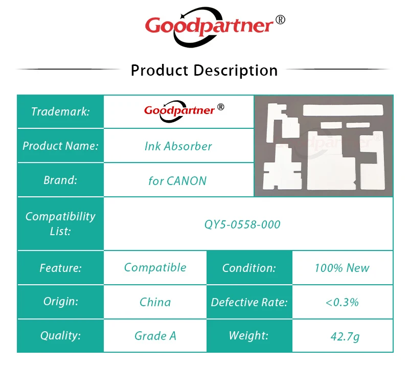 Imagem -03 - Absorvente de Tinta para Canon Qy50558-000 G1000 G2000 G3000 G4000 G1100 G2100 G3100 G4100 G1200 G2200 G3200 G1300 G2300 G3300 G1400