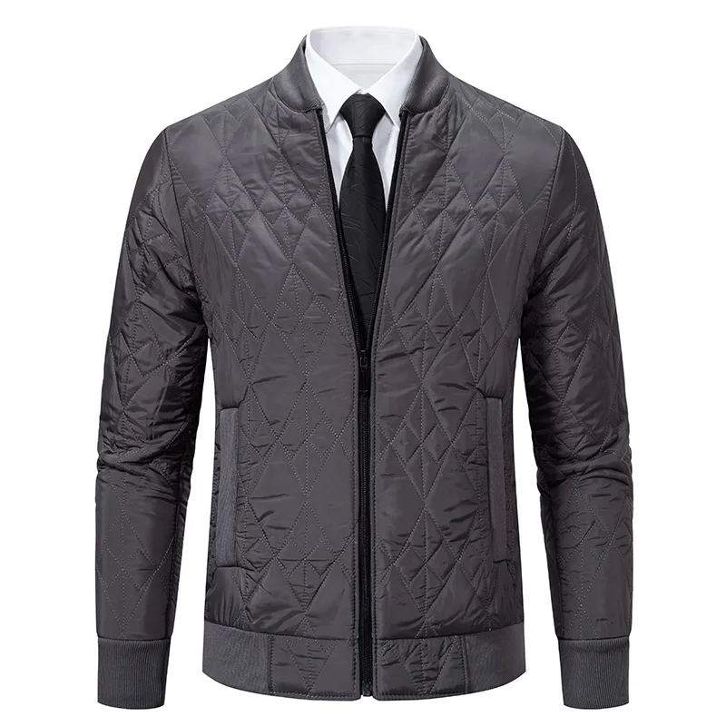 Chaqueta de algodón de Color sólido para hombre, Chaqueta de algodón con cuello levantado adelgazante informal a la moda, ropa de calle para hombre 2024