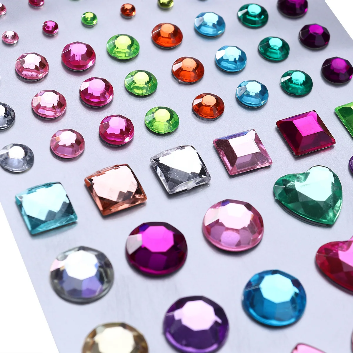 สติกเกอร์คริสตัลอะคริลิค 2 แผ่น หลากสี ติดเองได้ สำหรับตกแต่งเล็บ เจลขัดเงา ลอกออกได้ สำหรับเล็บปลอม ร้านทำเล็บ และใช้ในบ้าน