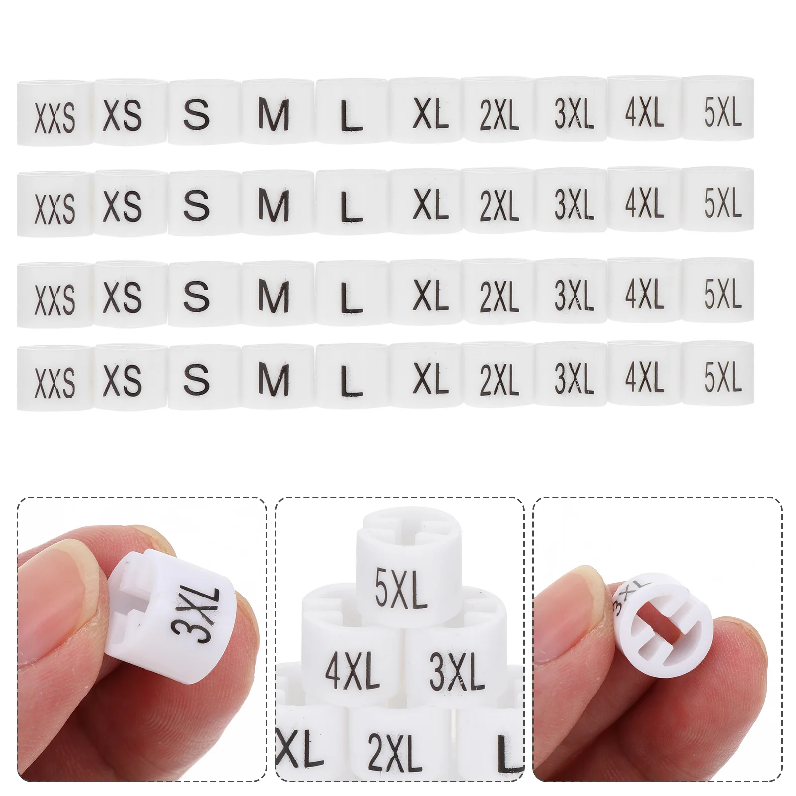 

100Pcs Garment Size Markers Assortment Kit White Plastic Hanger Tags for Closet Organization Size Identification System