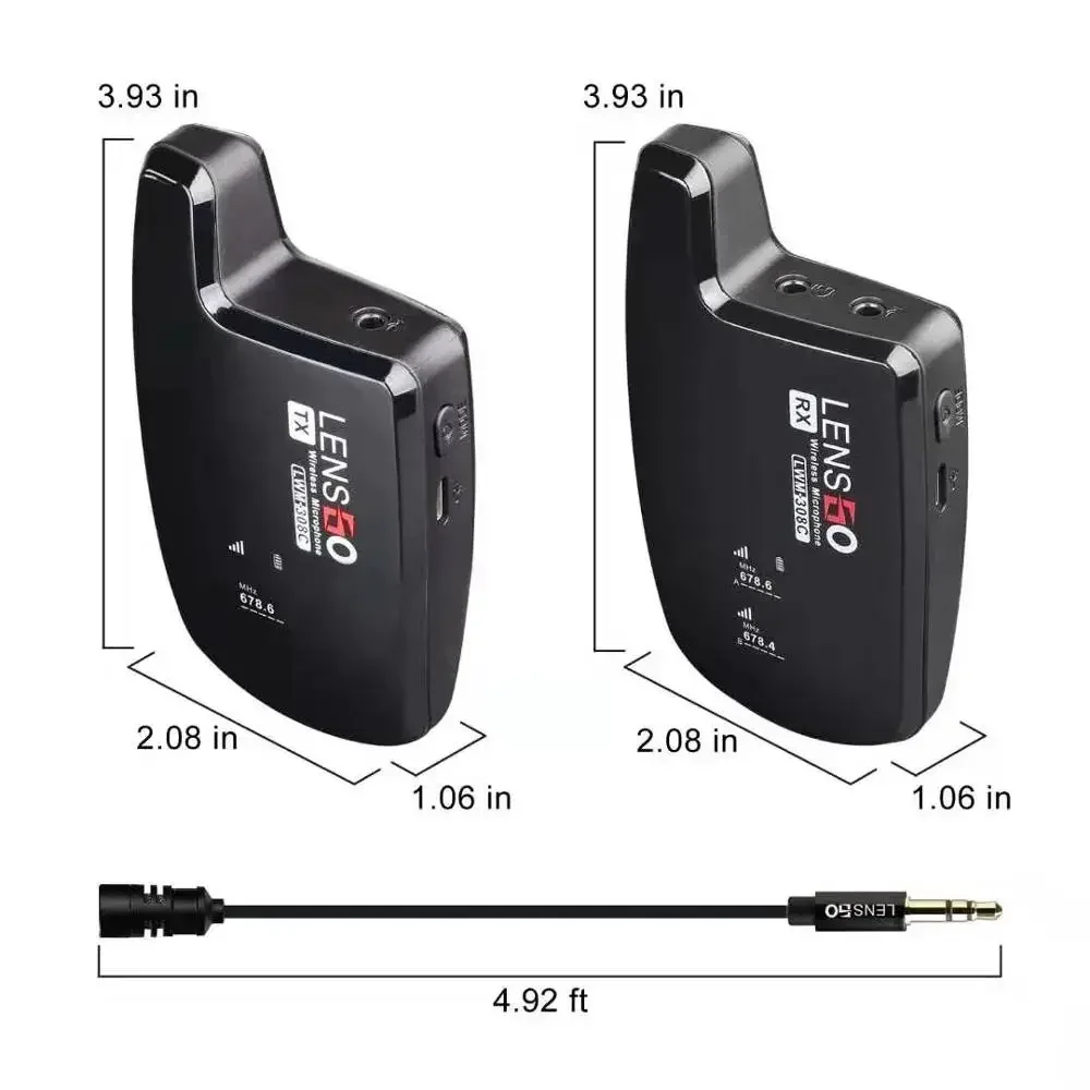 2026 Lensgo LWM-308C Wireless Microphone Video Vlog Interview Clip-on Lapel Mic For DSLR Camera Smartphones Gimbal Lavalier Stud