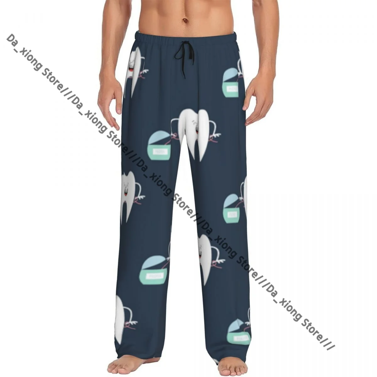 

Мужские штаны для сна, мужские брюки для отдыха, мужские пижамные штаны с узором зубной и зубной нити
