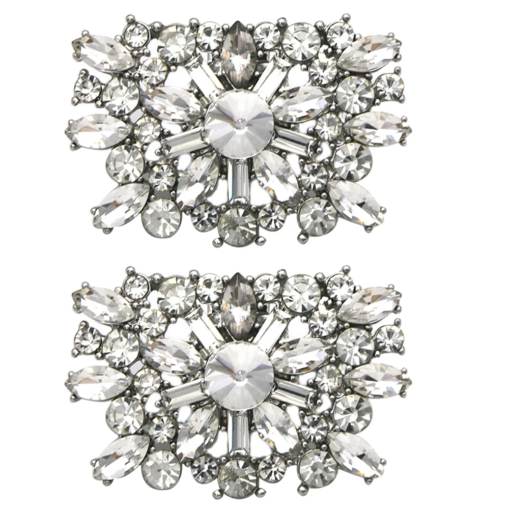 

2pcs Removable Shoe Buckle Accessories Rhinestone Decorative Clips for Pumps White Alloy Women Shoe Charms Wedding