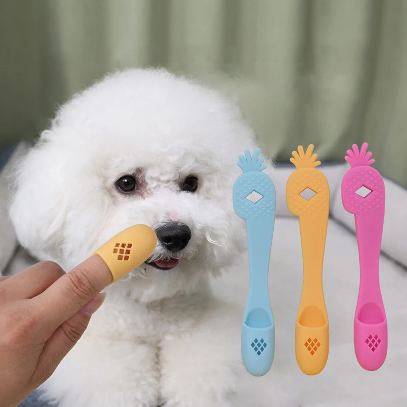 

3pcs Soft Silicone Pet Finger Toothbrush Multifunctional Tear Stains Eye Chin Oral Care Finger Brush Pet Cleaning Grooming Tools