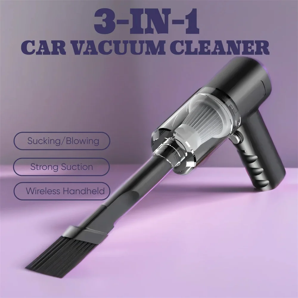 3 In1 Car Vacuum Cleaner Strong Suction Power Mini Cleaning Machines Dual Use Wireless Handheld Air Blower Cleanings Air Duster