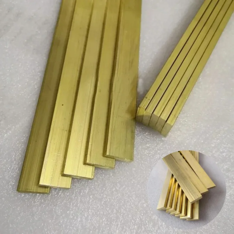 H59 Brass Flat Bar Plate Row Strip Thick 2mm 3mm 4mm 5mm 6mm 7mm 8mm 10mm Rectangular Solid Metal Sheet CNC Building Material