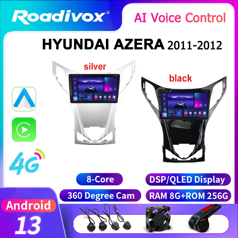 roadivox Android car radio for HYUNDAI AZERA 2011 2012 stereo GPS Navigation video Multimedia Player tape recorder no 2din