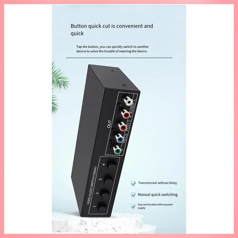N91R-4X1 Component Video Signal Switcher Ypbpr Ycbcr Audio DSW41 Divider Panel Button Manual Switch CVBS 720P Metal Shell