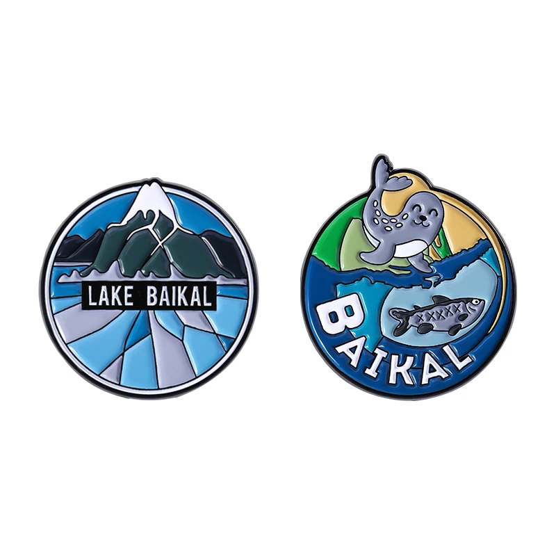 Broche de lago ruso Baikal, alfileres esmaltados, broches de recuerdo nacional personalizados, decoración, mochila, insignia de solapa, joyería divertida, regalo para amigos