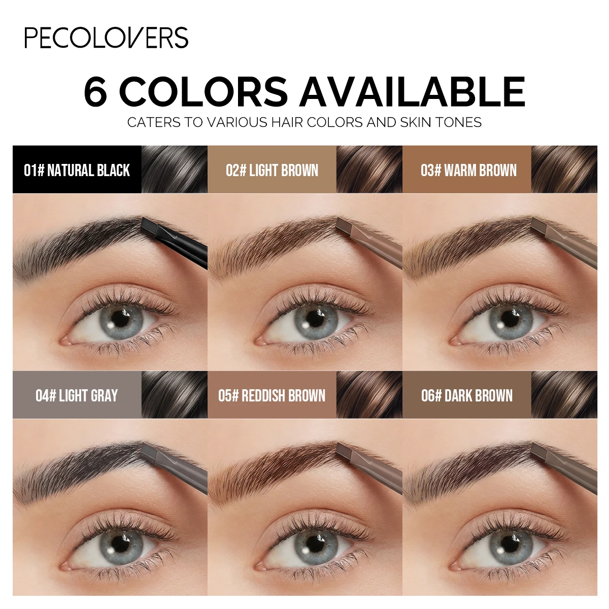 2pcs Set: One Triangular Tip Eyebrow Pencil + One Eyebrow Gel + Eyebrow Stencils . Eyebrow Pencil + Eyebrow Gel Combo Set