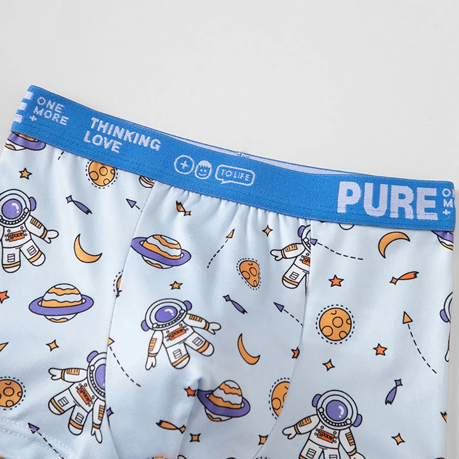 4-teiliges Set aus saisonalen, lustigen und niedlichen Cartoon-Unterwäsche für Kinder, bequeme Boxershorts, vielseitige, lässige Heimshorts für Jungen – Detail 5