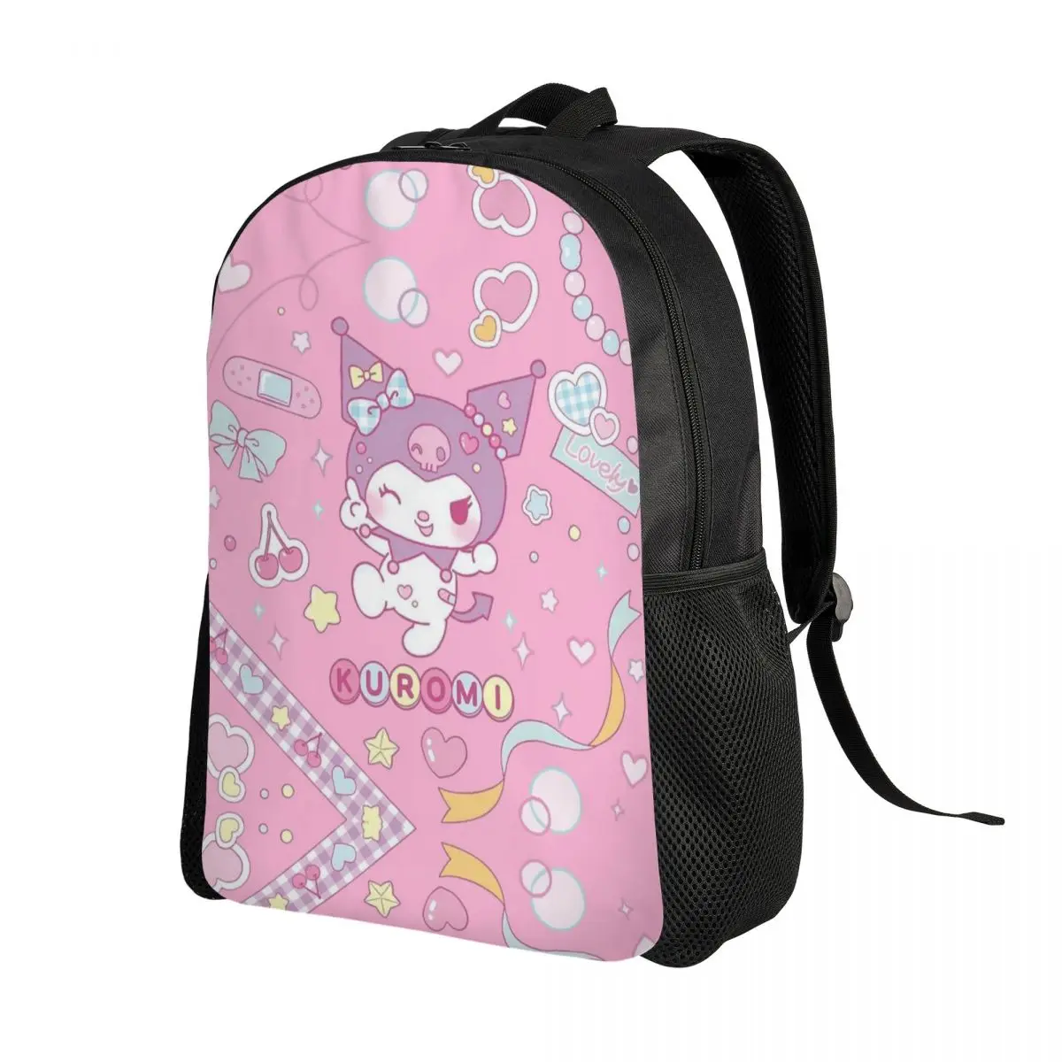 Kuromi-mochilas de dibujos animados de Anime personalizadas para hombres y mujeres, bolsa impermeable para la escuela y la universidad, bolsa de libros estampada, nueva