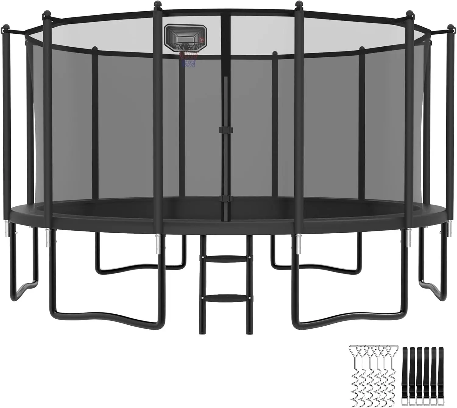 

Tranpoline 10FT Tranpoline для детей и взрослых 1500 фунтов Tranpoline с баскетбольным кольцом, сеткой для корпуса, черный