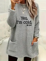 Plus-size European and American cross-border autumn and winter new casual print pocket plush sweatshirt