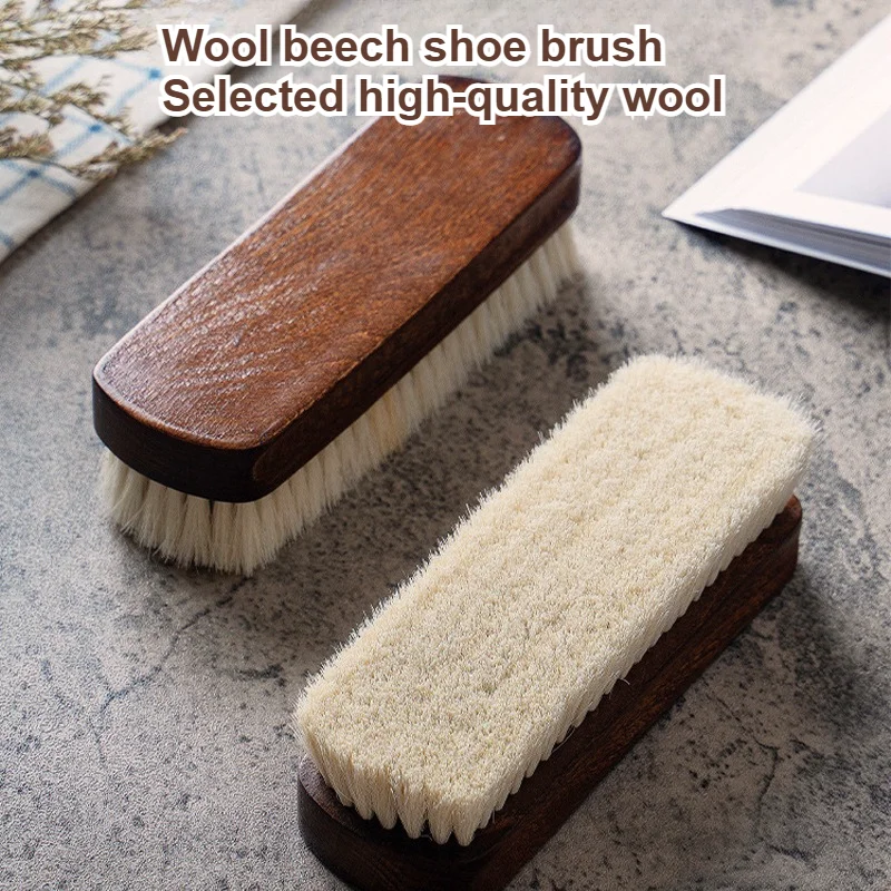 Wool Solid Wood Shoe Brush, Horsehair Oiling Brush, Care/Dust Removal/Oiling/Polishing, Specifically Designed for Bags/Shoes