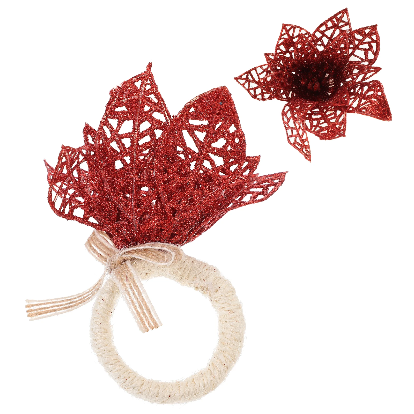 

Christmas Flower Napkin Ring Hemp Rope Flower Shaped Napkin Holder for Party Wedding Table Decor Serviette Buckles