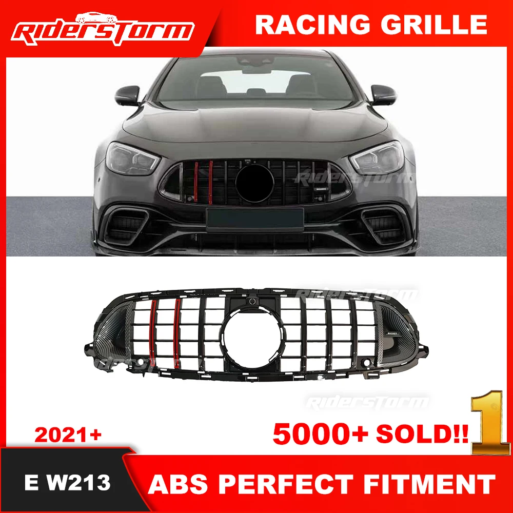 2021-2023-Year Front Bumper Mesh For merced E Class W213 E200 E300 E250 E320 E350 E400  W213 Racing Grille Water Transfer Print