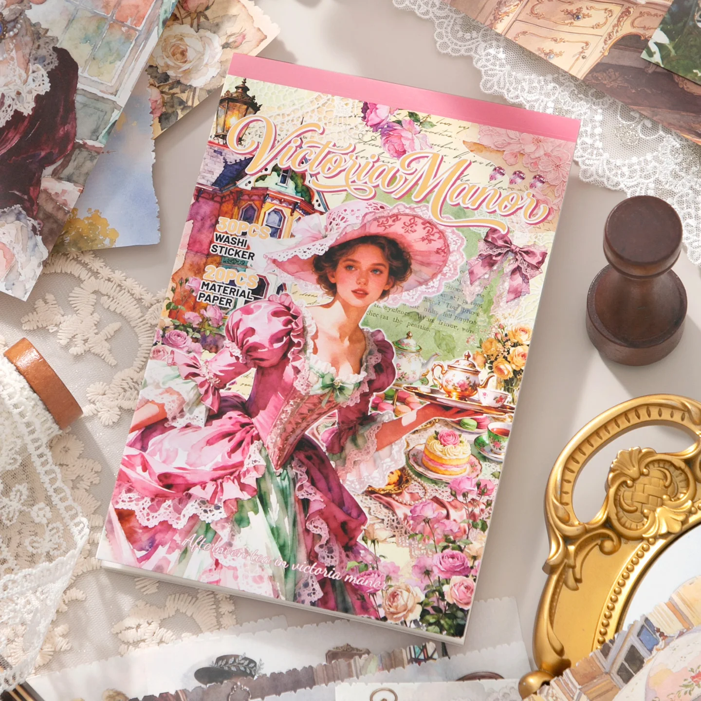 50Pcs Vintage Victorian Era Washi Paper Ephemera Pack, Retro Noble Lady Building Floral Scrapbook Sheets for Junk Journal Collag