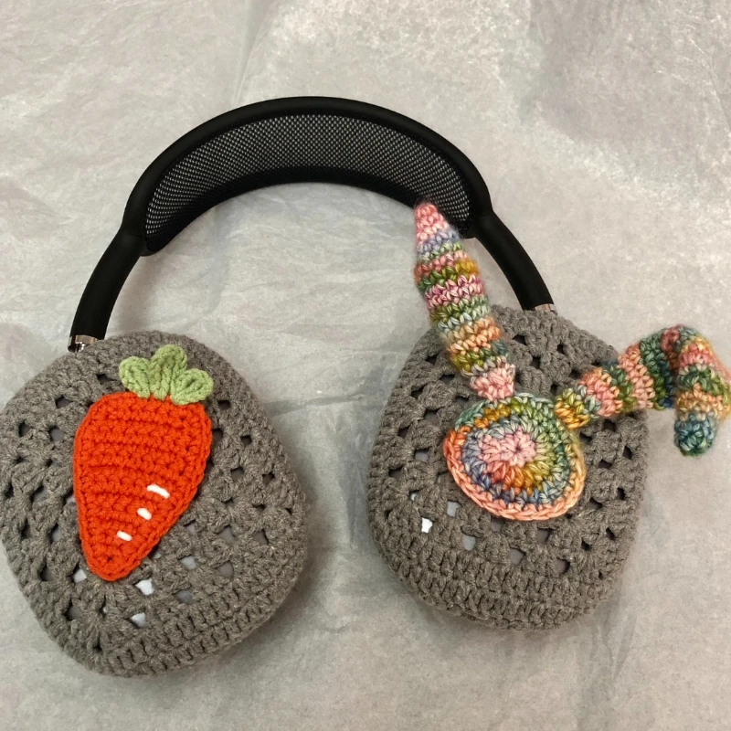 

Custom Carrot Rabbit Airpods Max Headphones Cover Handmade Crochet Wool Protective Case Cover Decoration Headphones Accessory