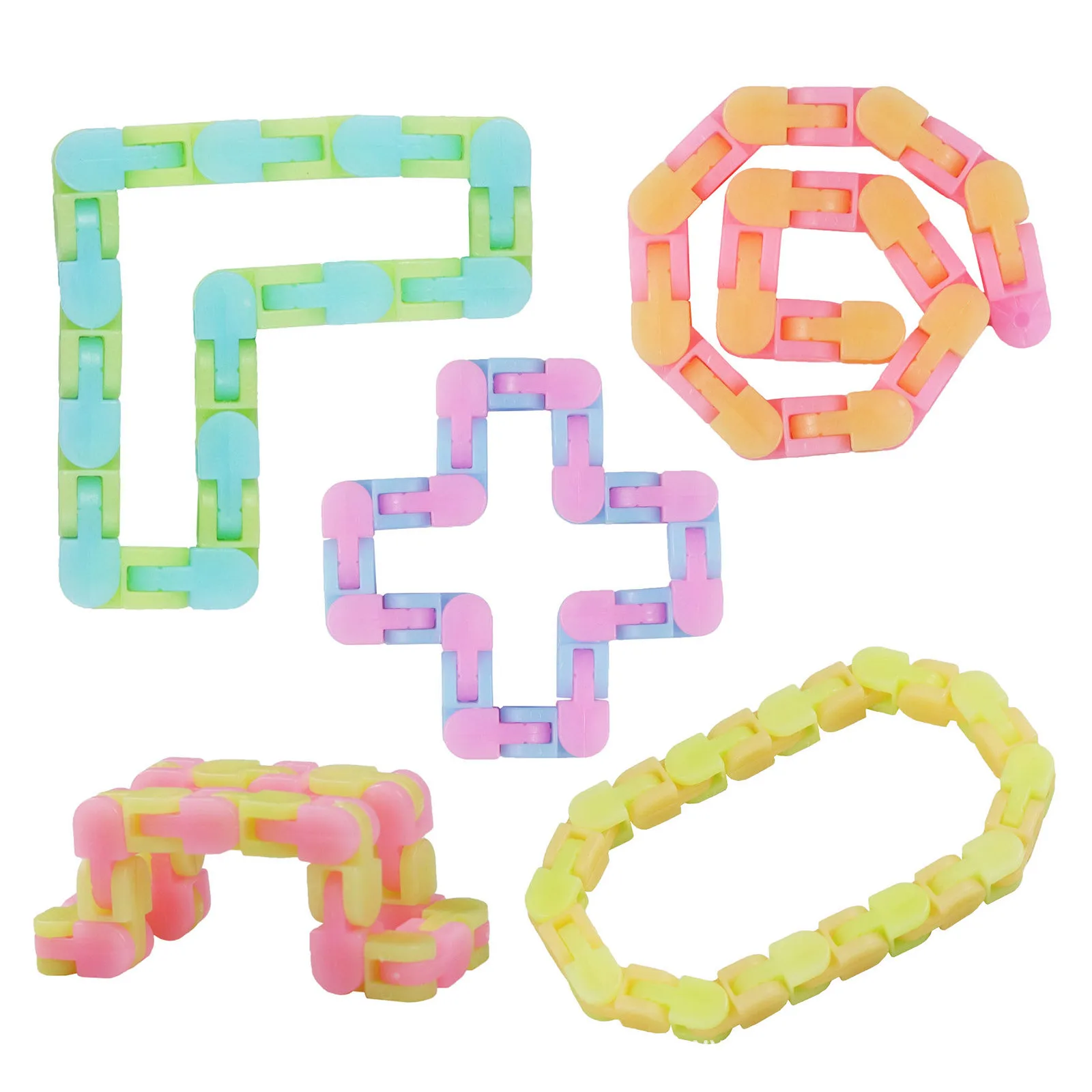 Wacky Tracks Luminous Colorful Puzzle Sensory Fidget Toys Decompression Folding Chain Hand Spinner Kids Adults 24 Links